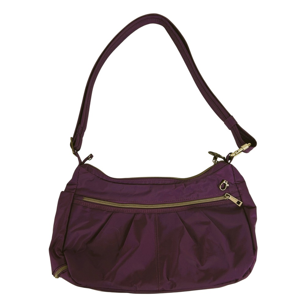 Travelon anti-theft hobo bag in a violet purple colour